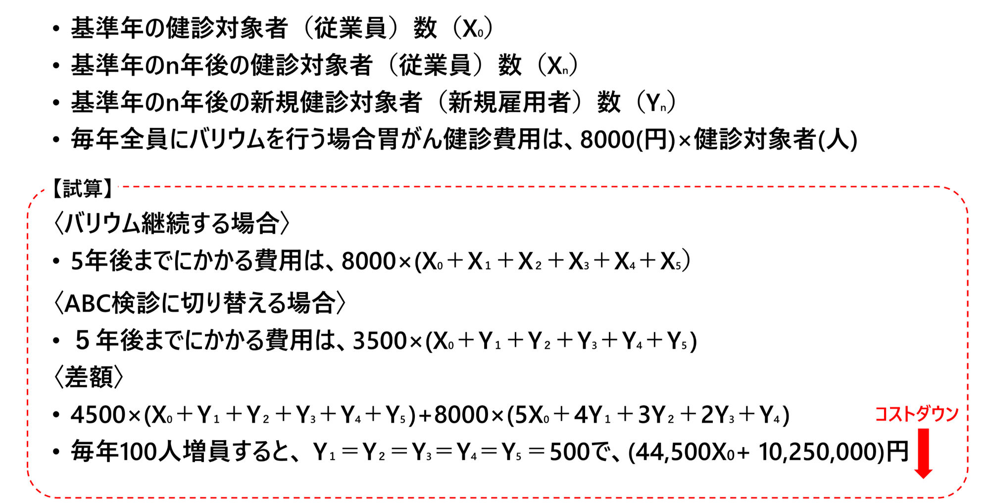 バリウムをABC検診に変更した場合のコスト試算